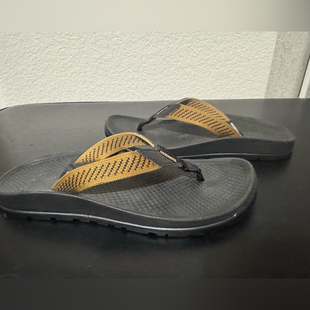 Chaco Black and Tan Sandals with Textured Footbed
